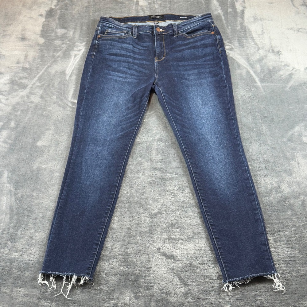 Judy Blue Skinny Fit Dark Wash Raw Hem Jeans JB82152DK Womens 13/31